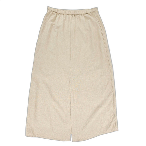 Linen Column Midi Skirt High Waisted Natural Beige Old Money Lagenlook Minimal - Picture 5 of 8